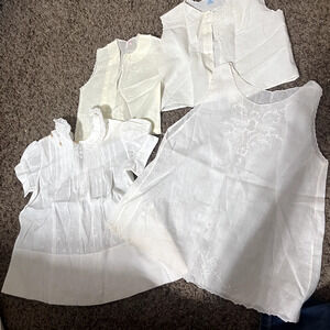 Lot of 4 Vtg Baby Shirts Dresses Doll Cotton White embroidery lace Philippines